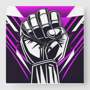UPRIGHT FIST Comic-scope Square Wall Clock