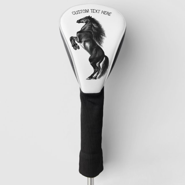 Upright Horse Golf Head Cover and Custom Text Name (Front)