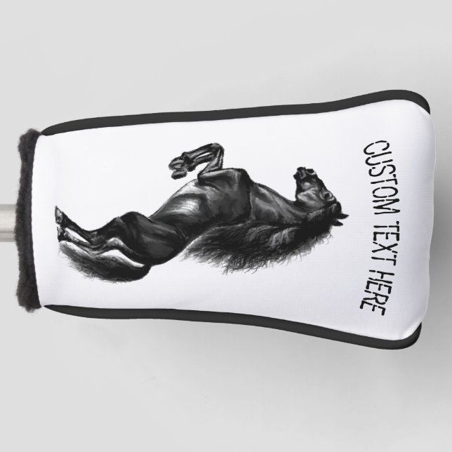 Upright Horse Golf Head Cover with Custom Text (Front)