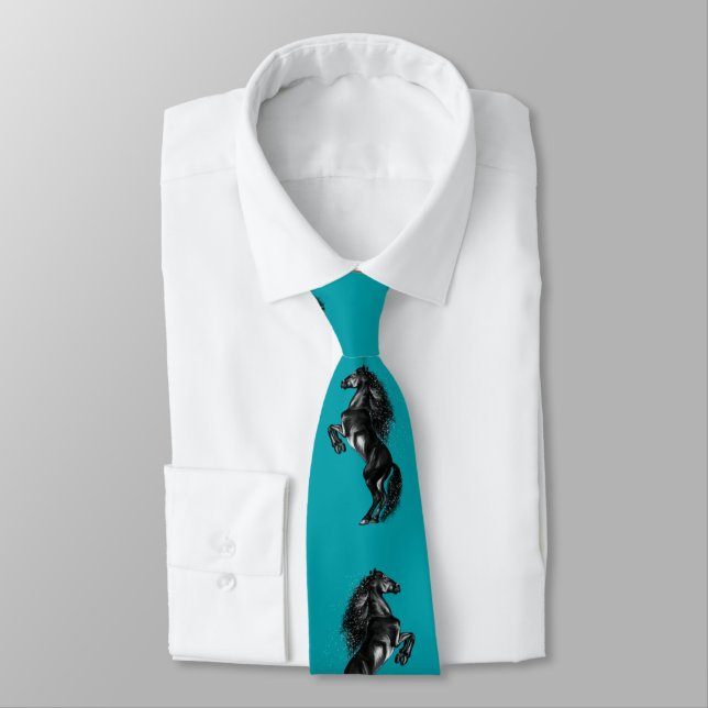 Upright Horse Neck Tie Custom Text Choose Colour (Tied)