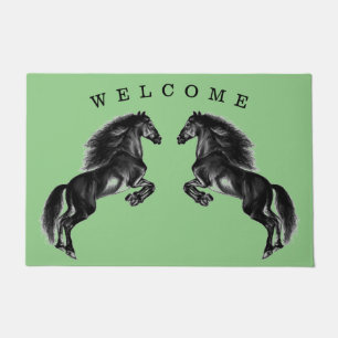 Upright Horses Doormat Welcome - Choose Colour