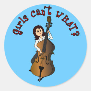 Upright String Double Bass Girl Classic Round Sticker
