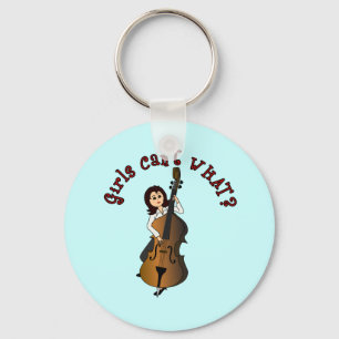 Upright String Double Bass Girl Key Ring