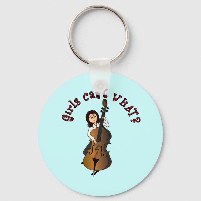 Upright String Double Bass Girl Key Ring (Front)