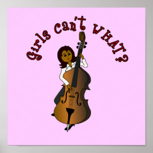 Upright String Double Bass Player Woman Poster