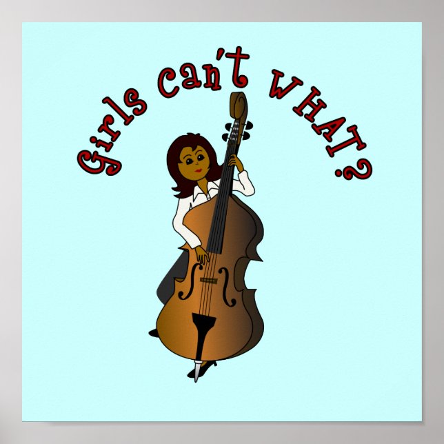Upright String Double Bass Player Woman Poster (Front)