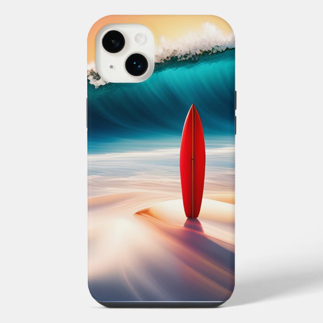 Upright Surfboard In Sand iPhone Case (Back)