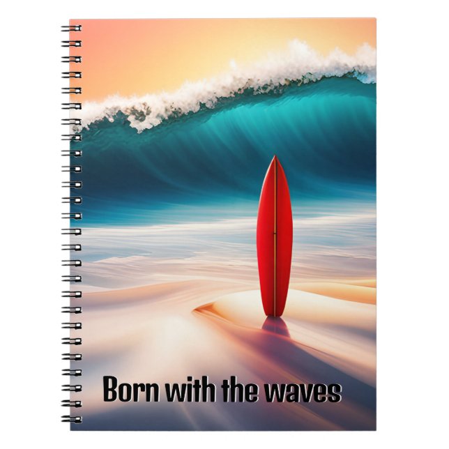 Upright Surfboard With Surfer Quote Notebook (Front)