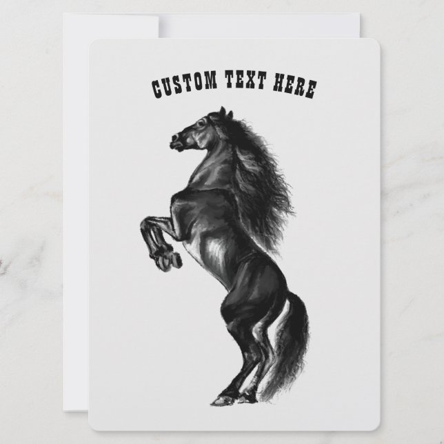 Upright Wild Horse Card with Custom Text (Front)