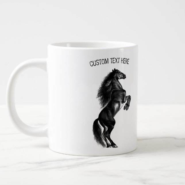 Upright Wild Horse Coffee Mug with Custom Text (Left)