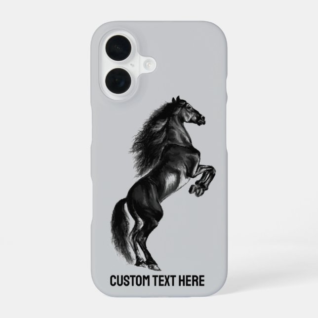 Upright Wild Horse iPhone Case with Custom Text (Back)