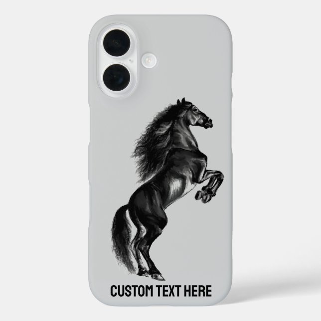 Upright Wild Horse iPhone Case with Custom Text (Back)