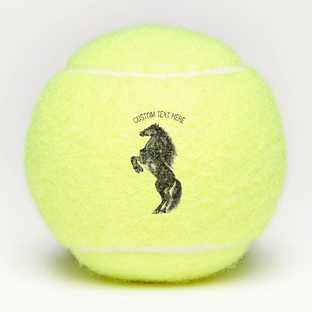 Upright Wild Horse Tennis Balls with Custom Text (Front)