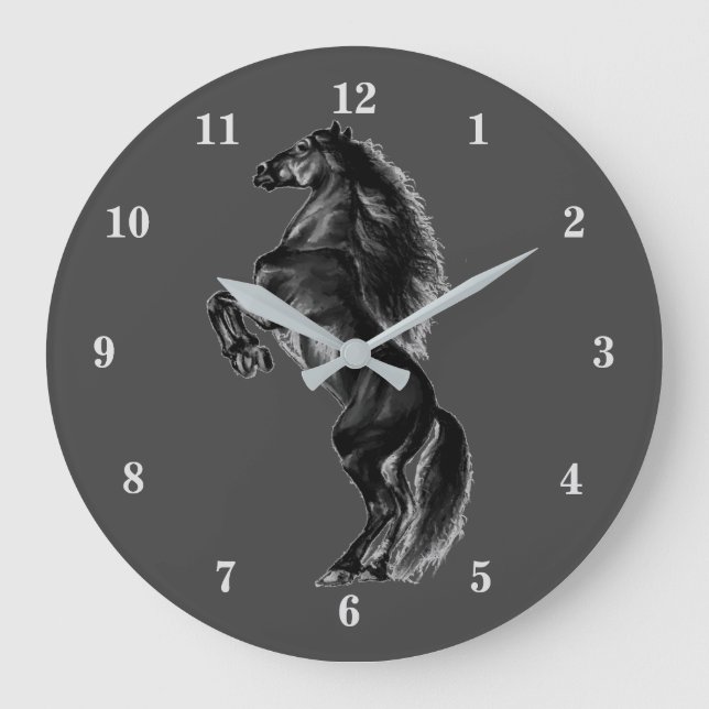 Upright Wild Horse Wall Clock - Choose Colour (Front)
