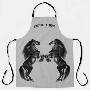 Upright Wild Horses Apron Custom Text Your Name