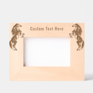Upright Wild Horses Etched Frames with Custom Text