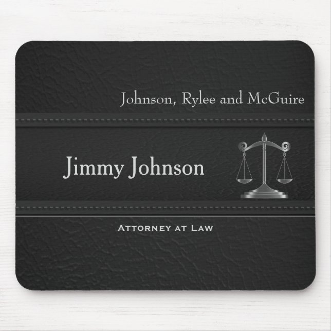 Upscale Black Leather - Lawyer Design Mouse Mat (Front)
