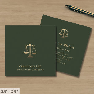 Upscale Gold Scales of Justice Square Business Card