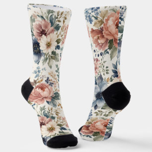 Upscale Hand-Painted Watercolor Clusters Socks