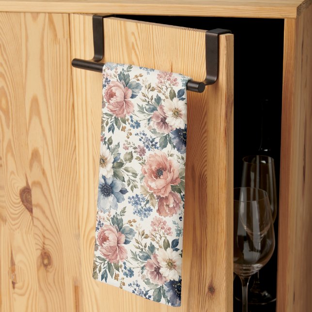 Upscale Hand-Painted Watercolor Clusters Tea Towel (Thirds Fold)