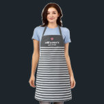 Upscale Heart Monogram with Modern Stripes Apron<br><div class="desc">This design includes a trendy white striped pattern and cute pink heart - If your art still needs to be adjusted,  click on the Customise This button. This will take you to a design area where you can move things around and even change fonts or colour.</div>