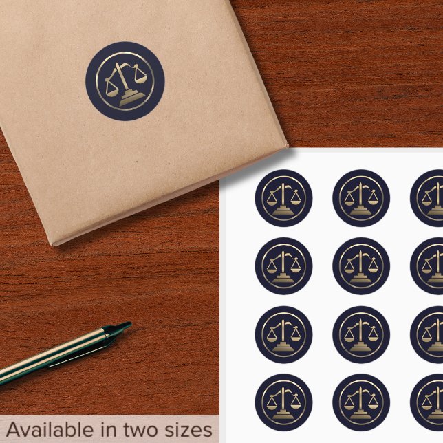 Upscale Lawyer Attorney Gold Scales of Justice Classic Round Sticker (Creator Uploaded)