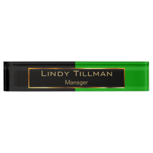 Upscale Lime Green and Black Nameplate