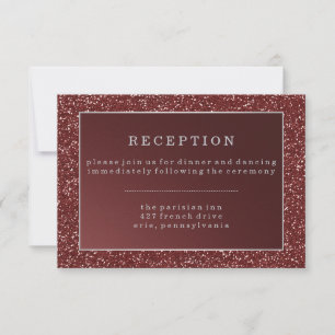 Upscale Marsala Glitter Look Wedding Reception RSVP Card