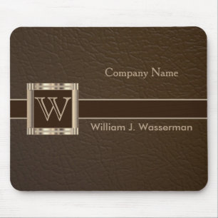 Upscale Monogram Chocolate Leather Mouse Mat