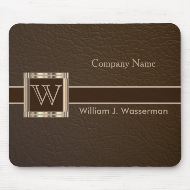 Upscale Monogram Chocolate Leather Mouse Mat (Front)
