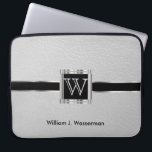 Upscale Monogram White Leather Laptop Sleeve<br><div class="desc">Laptop Sleeve. Upscale Monogram White Leather design ready for you to personalize. ⭐This Product is 100% Customizable. Graphics and/or text can be added, deleted, moved, resized, changed around, rotated, etc... ✔(just by clicking on the "EDIT DESIGN" area) ⭐99% of my designs in my store are done in layers. This makes...</div>