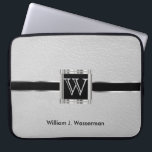 Upscale Monogram White Leather Laptop Sleeve<br><div class="desc">Laptop Sleeve. Upscale Monogram White Leather design ready for you to personalize. ⭐This Product is 100% Customizable. Graphics and/or text can be added, deleted, moved, resized, changed around, rotated, etc... ✔(just by clicking on the "EDIT DESIGN" area) ⭐99% of my designs in my store are done in layers. This makes...</div>