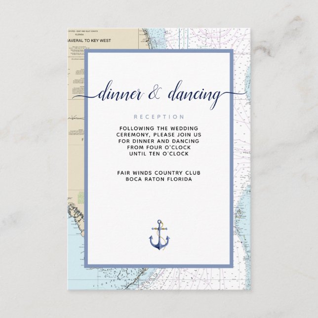 Upscale #Nautical South #Florida Event / #Wedding Enclosure Card (Front)