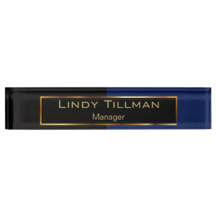 Upscale Navy Blue and Black Nameplate