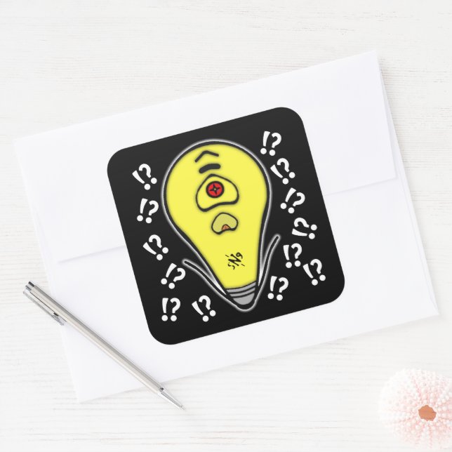 Upset yellow light bulb v1.1 square sticker (Envelope)