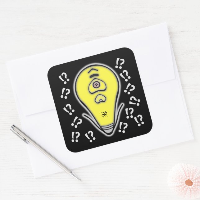 Upset yellow light bulb v2.1 square sticker (Envelope)