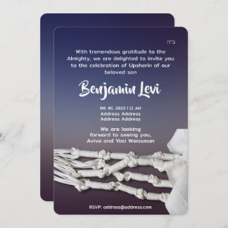 Upsherin First Haircut Jewish Boy's 3rd Birthday Invitation