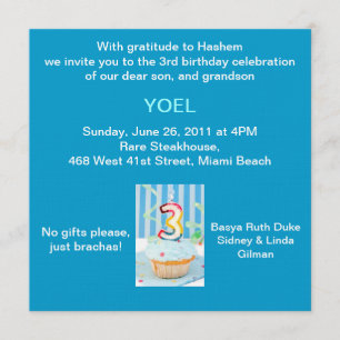 Upsherin Invitation - Blue Cupcake - Aleph Bais
