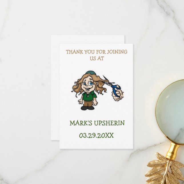 Upsherin Thank you card Greeting Cards Invitation  (Front/Back In Situ)