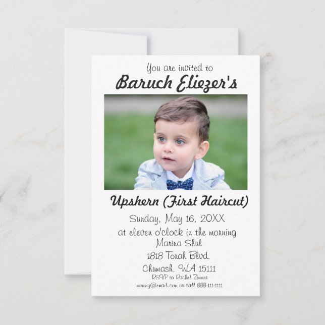 Upshernish Invitation Upshern Upsherin Invitations (Front)