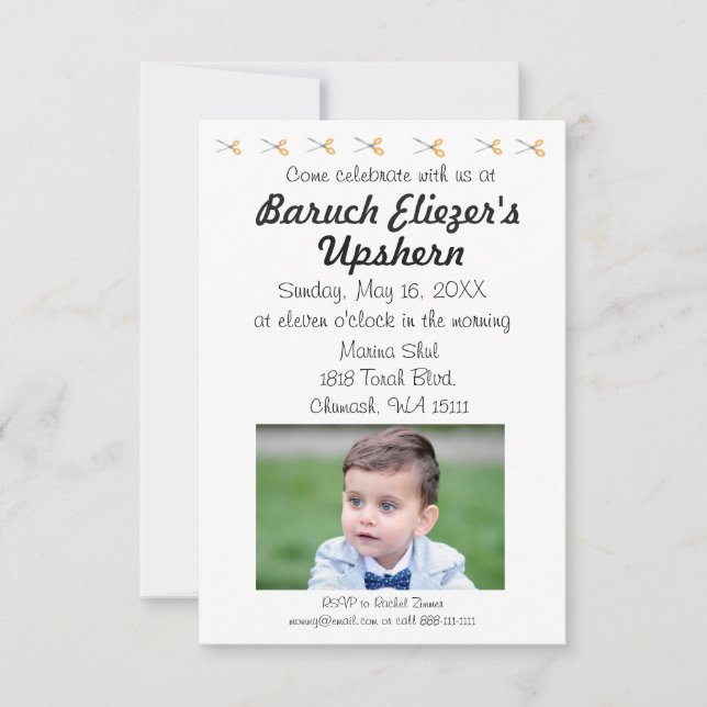 Upshernish Invitation Upshern Upsherin Invitations (Front)