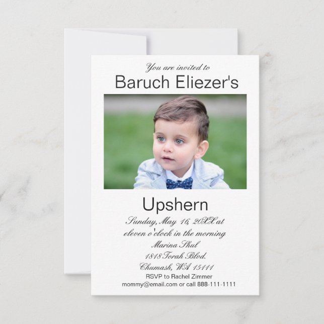 Upshernish Invitation Upshern Upsherin Invitations (Front)