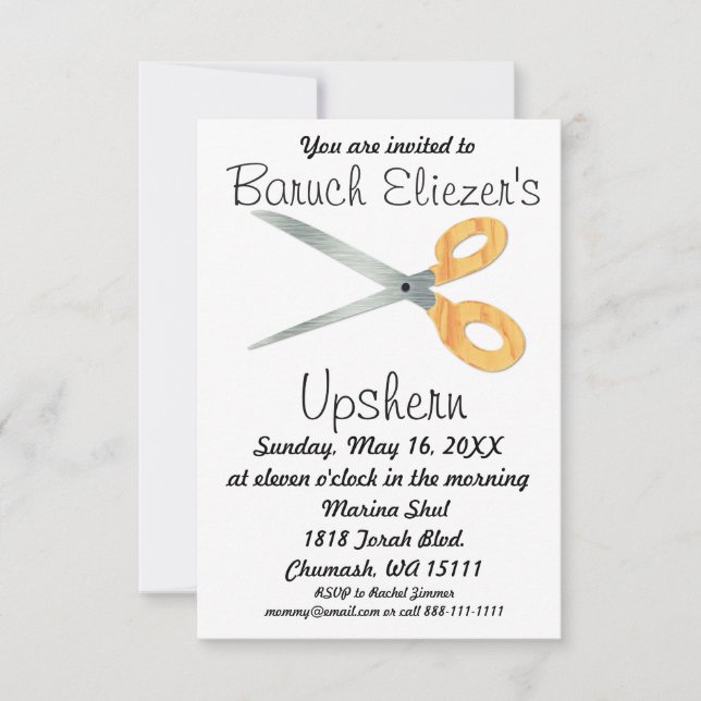 Upshernish Invitation Upshern Upsherin Invitations (Front)