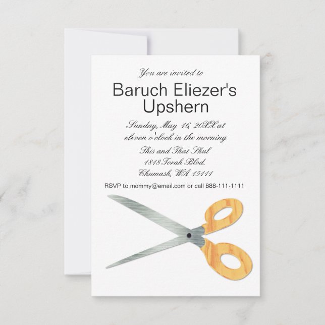 Upshernish Invitation Upshern Upsherin Invitations (Front)