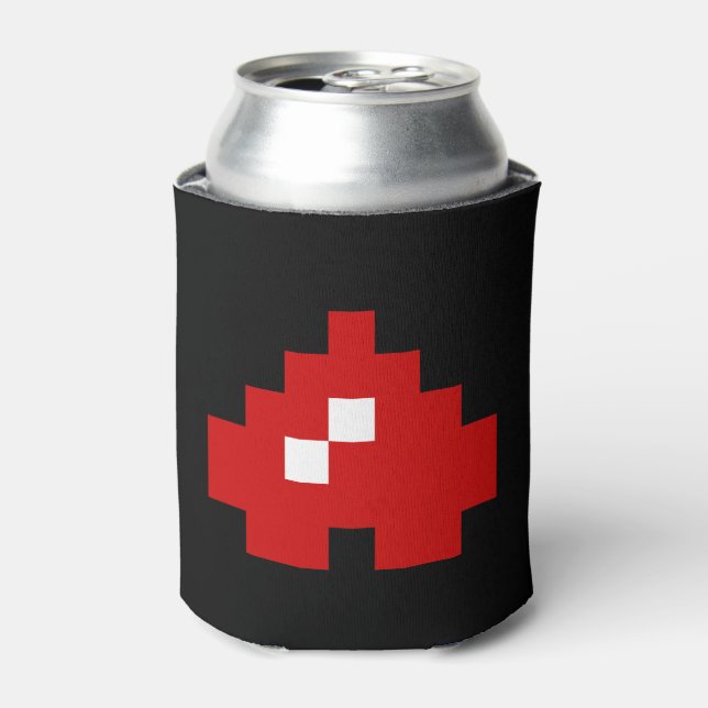 Upside Down 8 Bit Pixel Heart Can Cooler (Can Front)