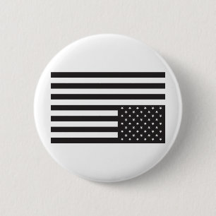 Upside Down American Flag in Black. 6 Cm Round Badge