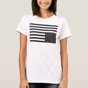 Upside Down American Flag in Black. T-Shirt