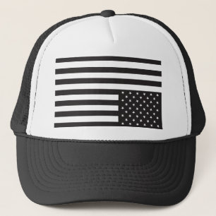 Upside Down American Flag in Black. Trucker Hat