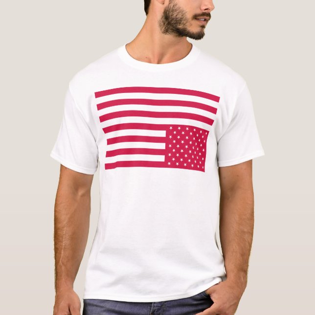Upside Down American Flag - Red T-Shirt (Front)