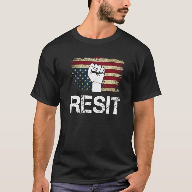Upside Down American Flag Resist Establishment   T-Shirt (Front)